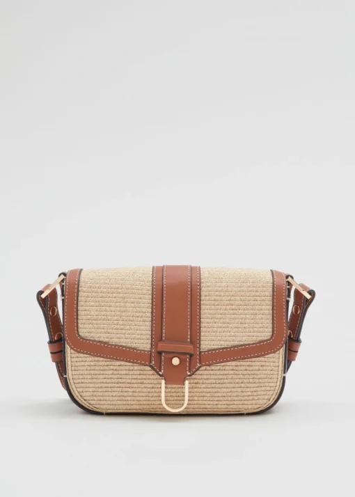 Sac En Paille à Bordures En Cuir