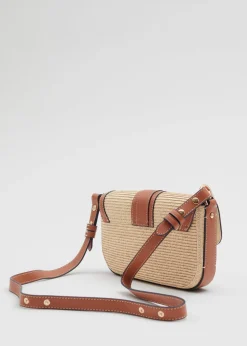 Sac En Paille à Bordures En Cuir