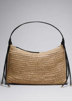 Sac En Paille à Détails En Cuir