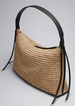 Sac En Paille à Détails En Cuir