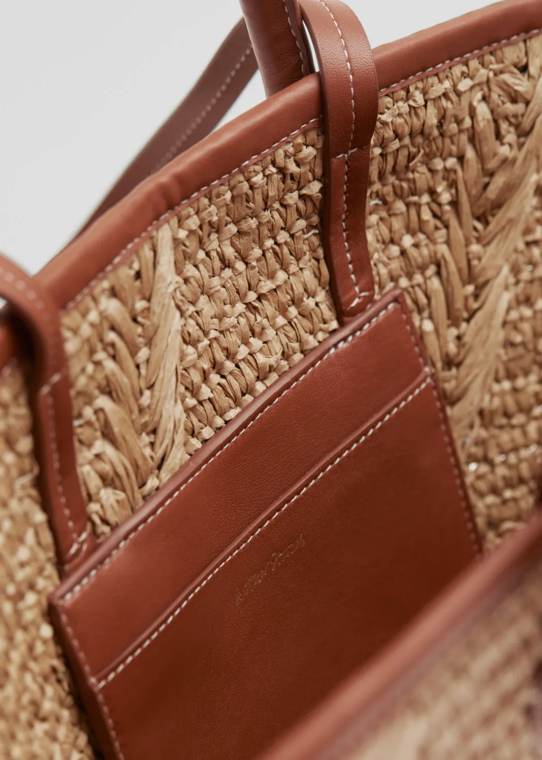 Sac Fourre-tout En Paille à Bordures En Cuir