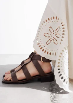 Sandales En Cuir à Bride à La Cheville