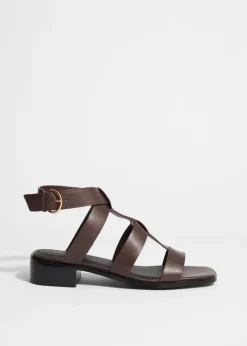 Sandales En Cuir à Bride à La Cheville