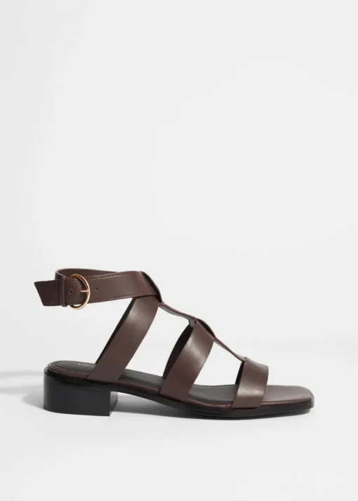 Sandales En Cuir à Bride à La Cheville