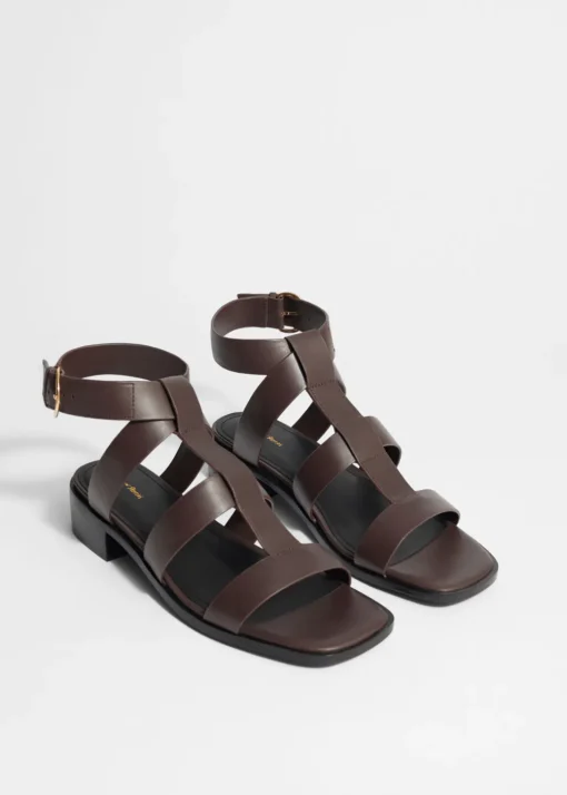 Sandales En Cuir à Bride à La Cheville