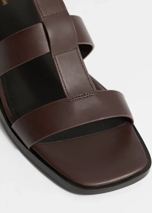 Sandales En Cuir à Bride à La Cheville