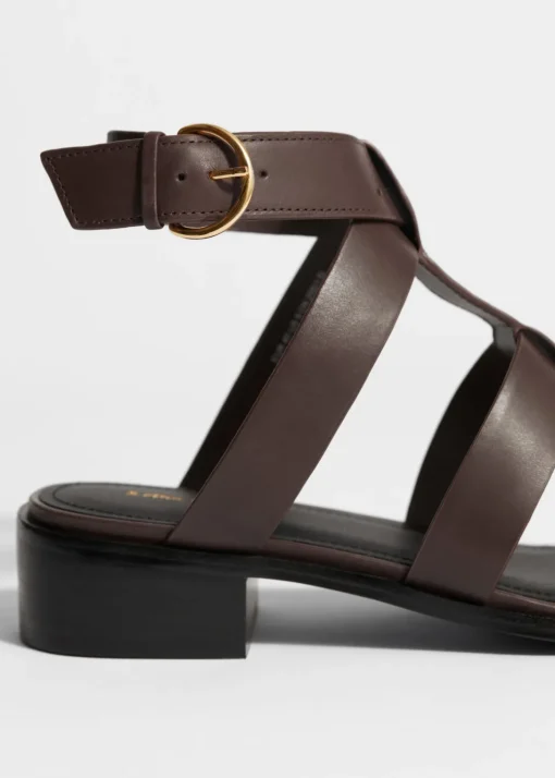 Sandales En Cuir à Bride à La Cheville