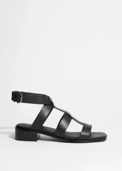 Sandales En Cuir à Bride à La Cheville