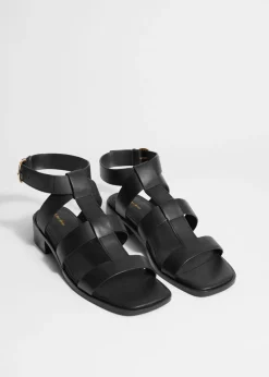 Sandales En Cuir à Bride à La Cheville