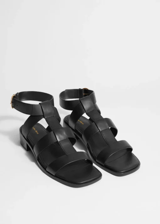 Sandales En Cuir à Bride à La Cheville