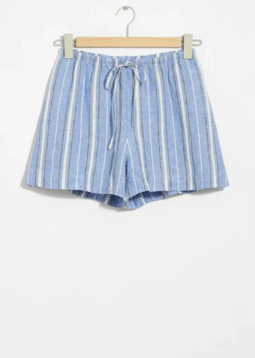 Short En Lin à Cordon De Serrage