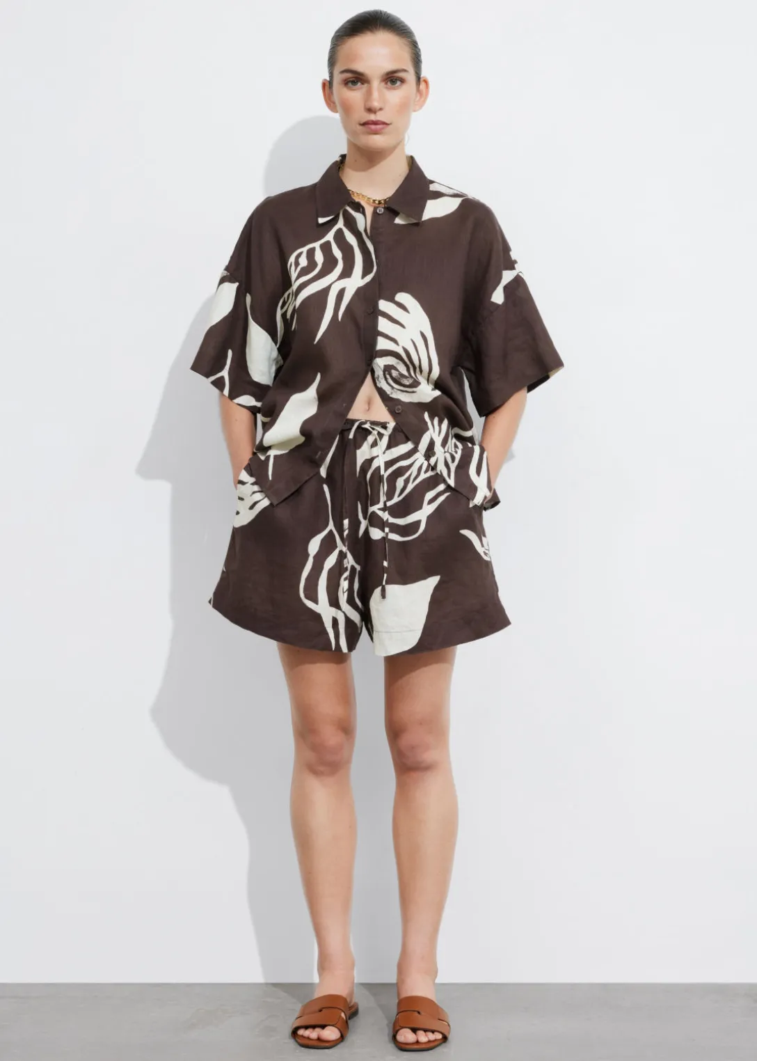 Short En Lin à Cordon De Serrage