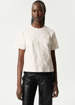 T-shirt à Motifs Floraux Appliqués