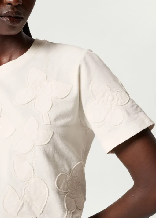 T-shirt à Motifs Floraux Appliqués