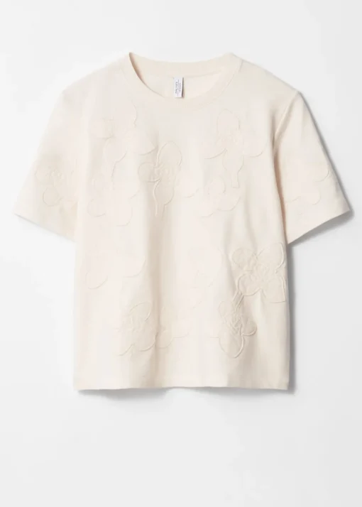 T-shirt à Motifs Floraux Appliqués