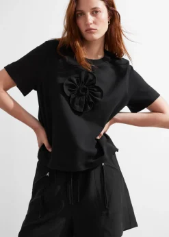 T-shirt à Motifs Floraux Appliqués