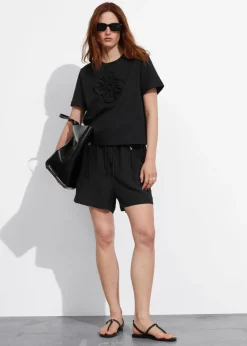 T-shirt à Motifs Floraux Appliqués