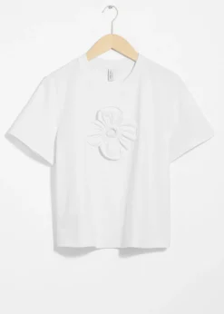 T-shirt à Motifs Floraux Appliqués