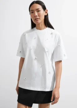 T-shirt à Motifs Floraux Appliqués