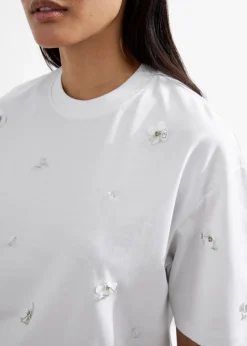 T-shirt à Motifs Floraux Appliqués