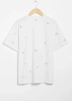 T-shirt à Motifs Floraux Appliqués