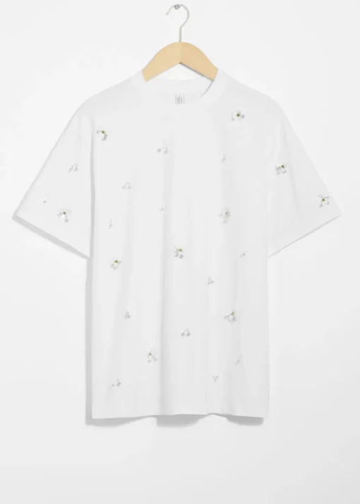 T-shirt à Motifs Floraux Appliqués
