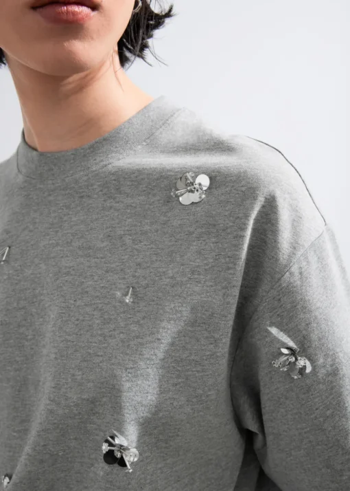 T-shirt à Motifs Floraux Appliqués