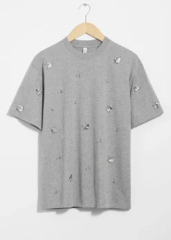 T-shirt à Motifs Floraux Appliqués