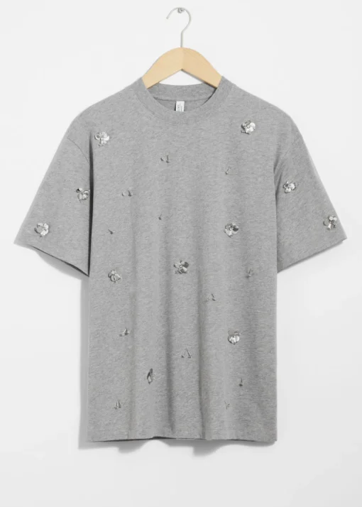 T-shirt à Motifs Floraux Appliqués