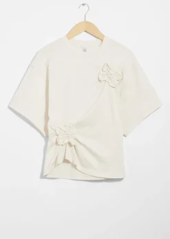 T-shirt à Motifs Floraux Appliqués