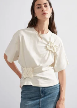 T-shirt à Motifs Floraux Appliqués