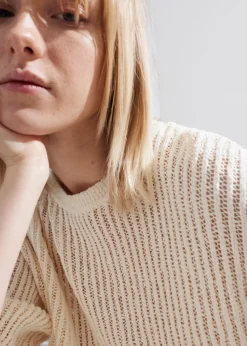 T-shirt En Maille Côtelée Transparente