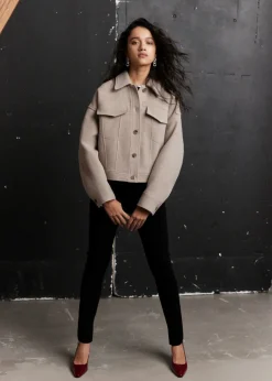 Veste à Col En Laine Mélangée