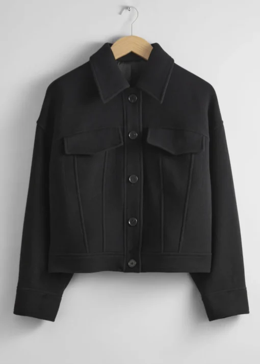 Veste à Col En Laine Mélangée
