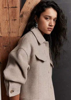 Veste à Col En Laine Mélangée