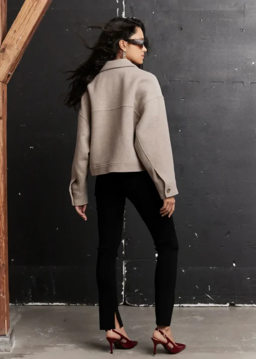 Veste à Col En Laine Mélangée