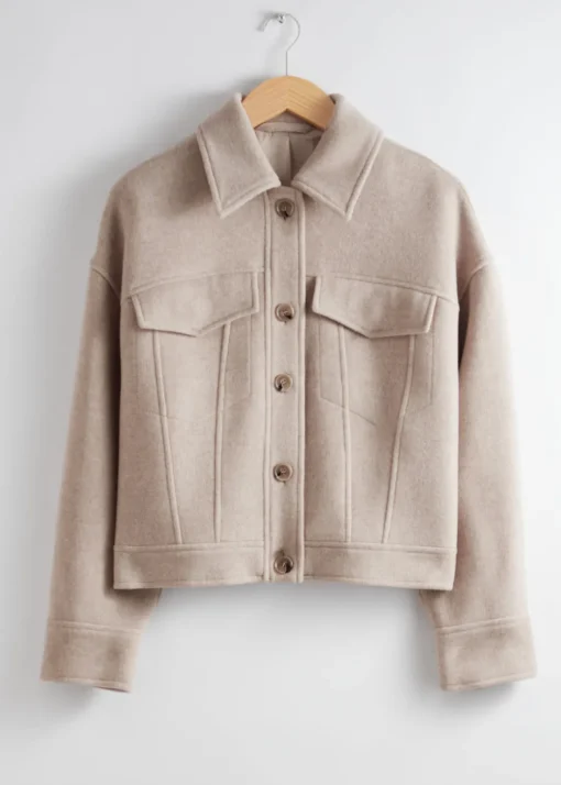 Veste à Col En Laine Mélangée