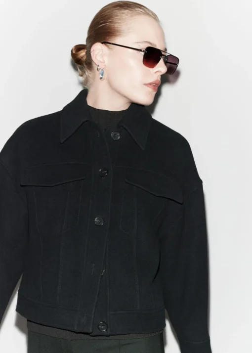 Veste à Col En Laine Mélangée