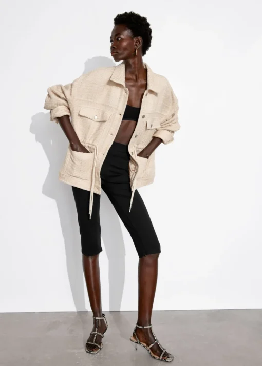 Veste à Cordon De Serrage En Tweed