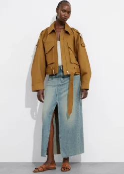Veste Ceinturée à Poches Plaquées