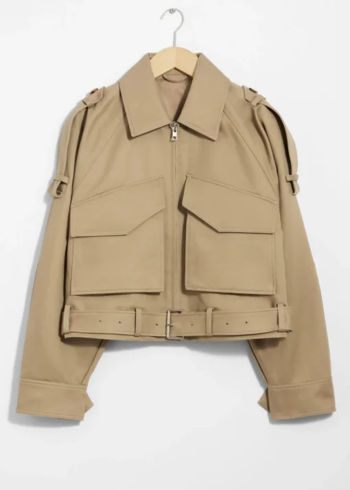 Veste Ceinturée à Poches Plaquées