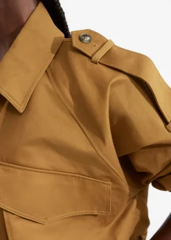 Veste Ceinturée à Poches Plaquées