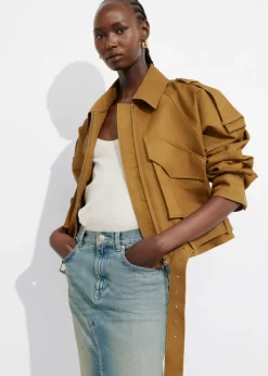 Veste Ceinturée à Poches Plaquées