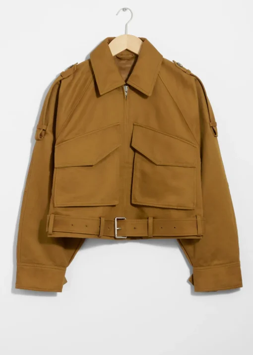 Veste Ceinturée à Poches Plaquées